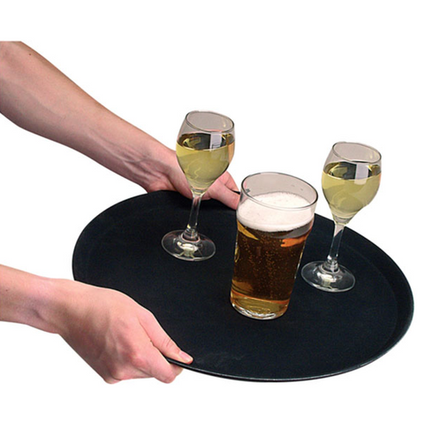 Black Round Non-Slip Serving Tray Various Sizes