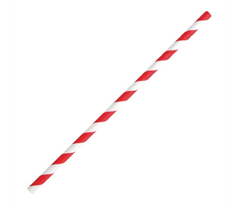 Fiesta Compostable Bendy Paper Straws Red Stripes