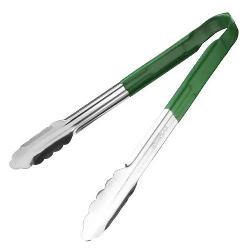 Hygiplas Colour Coded Green Serving Tongs 11"