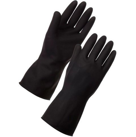 Rubber Gloves Heavy Duty Black  Extra Large(10)