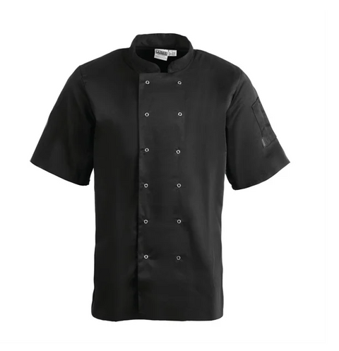 Vegas Black Chef Jacket Short Sleeves Size Large