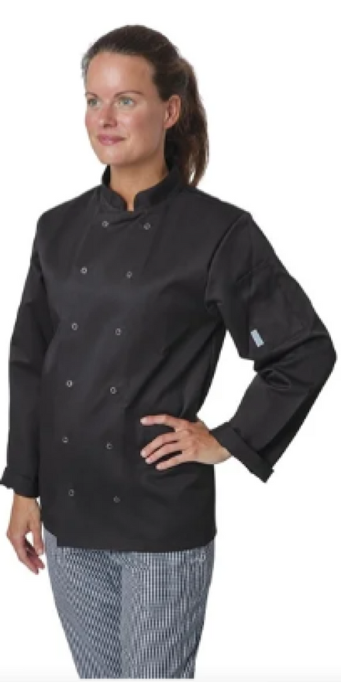 Vegas Black Chef Jacket Long Sleeves Size Med