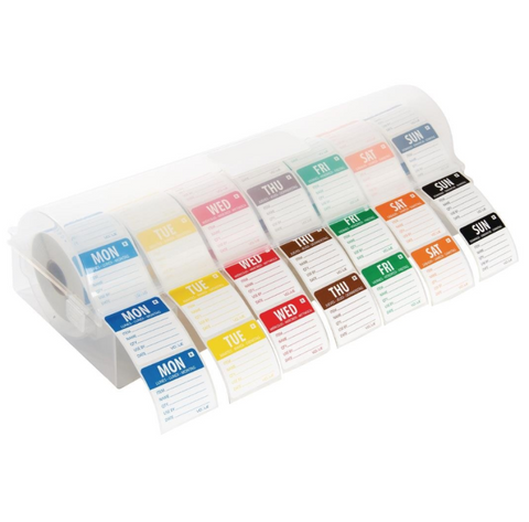 Dispenser Vogue Day of the Week Starter Kit - 2 Removable Colour Coded Food Labels with 2"